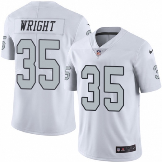 Men's Nike Oakland Raiders 35 Shareece Wright Limited White Rush Vapor Untouchable NFL Jersey