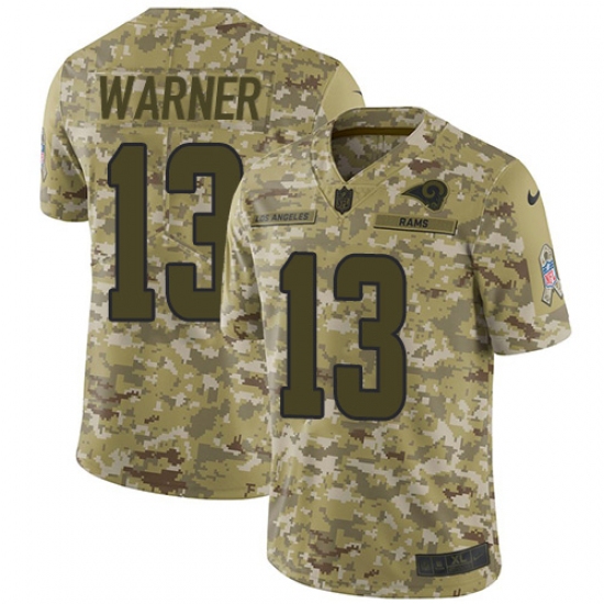 Men's Nike Los Angeles Rams 13 Kurt Warner Limited Camo 2018 Salute to Service NFL Jersey