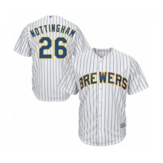 Youth Milwaukee Brewers 26 Jacob Nottingham Authentic White Alternate Cool Base Baseball Player Jersey