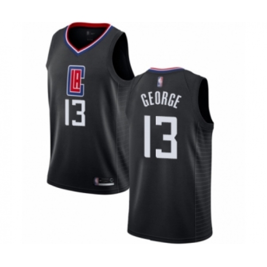 Men's Los Angeles Clippers 13 Paul George Authentic Black Basketball Jersey Statement Edition