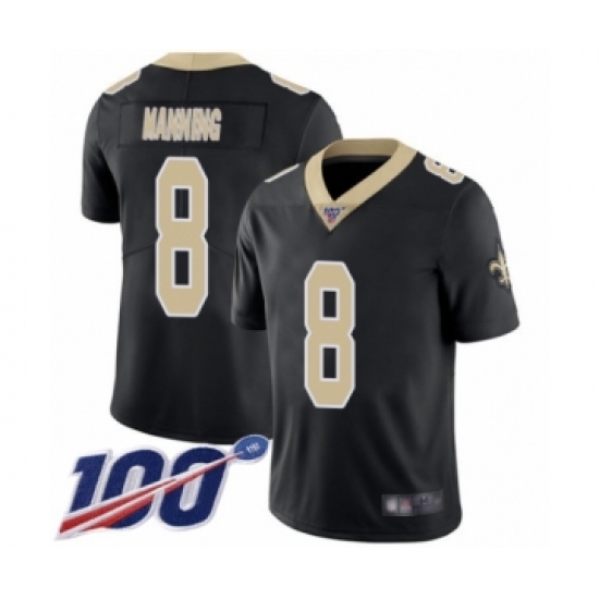 Men's New Orleans Saints 8 Archie Manning Black Team Color Vapor Untouchable Limited Player 100th Season Football Jersey