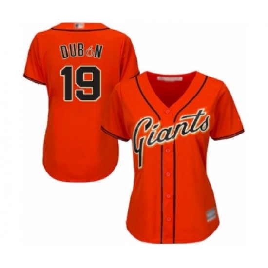 Women's San Francisco Giants 19 Mauricio Dubon Authentic Orange Alternate Cool Base Baseball Player Jersey