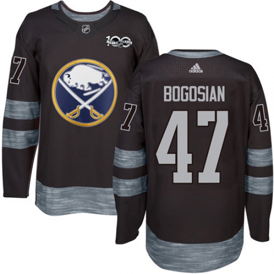 Men's Adidas Buffalo Sabres 47 Zach Bogosian Authentic Black 1917-2017 100th Anniversary NHL Jersey