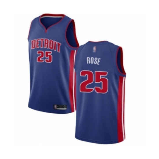 Women's Detroit Pistons 25 Derrick Rose Authentic Royal Blue Basketball Jersey - Icon Edition