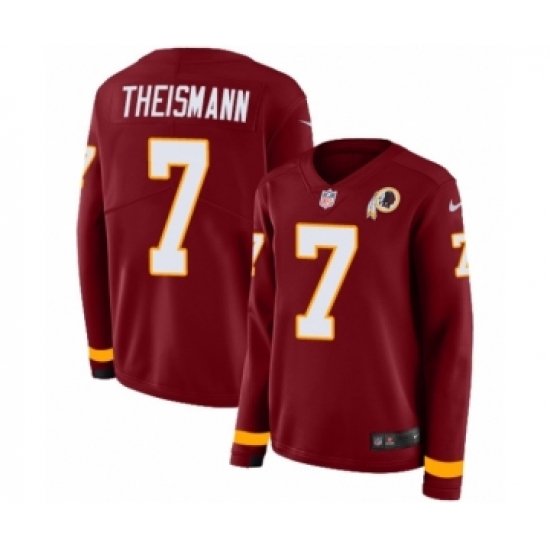 Women's Nike Washington Redskins 7 Joe Theismann Limited Burgundy Therma Long Sleeve NFL Jersey