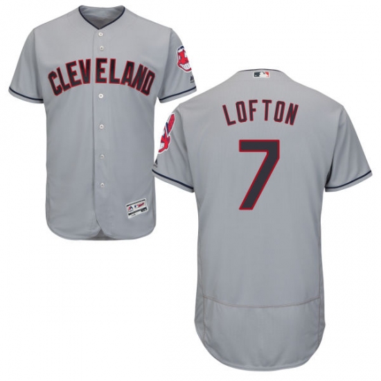 Men's Majestic Cleveland Indians 7 Kenny Lofton Grey Road Flex Base Authentic Collection MLB Jersey