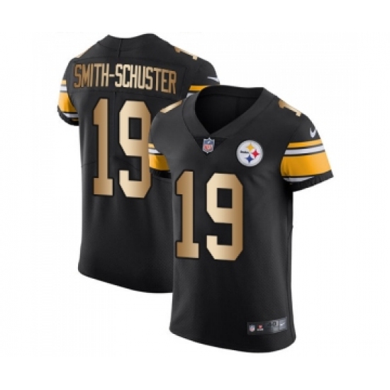 Men's Pittsburgh Steelers 19 JuJu Smith-Schuster Elite Black Gold Team Color Football Jersey