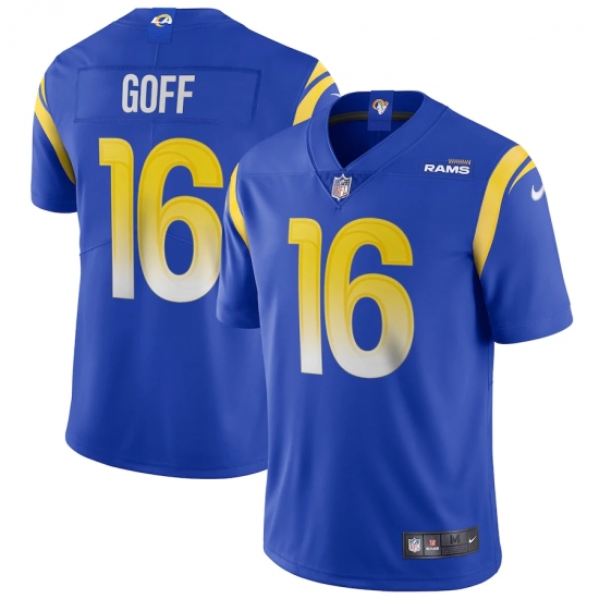 Men's Los Angeles Rams 16 Jared Goff Blue Nike Royal Vapor Limited Jersey.webp