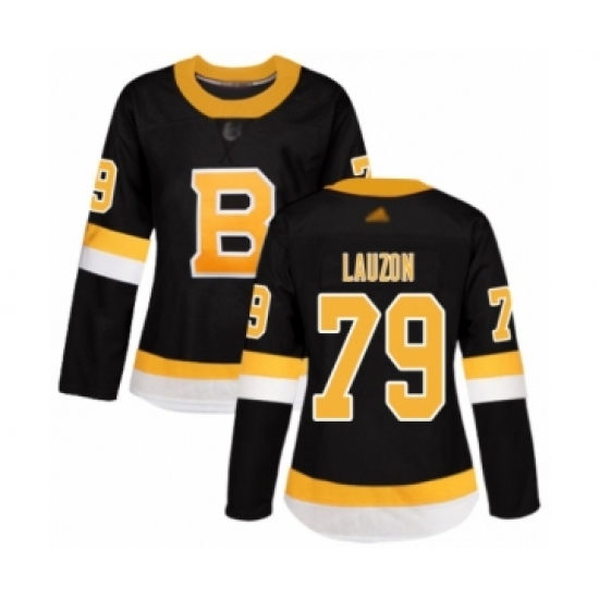 Women's Boston Bruins 79 Jeremy Lauzon Authentic Black Alternate Hockey Jersey