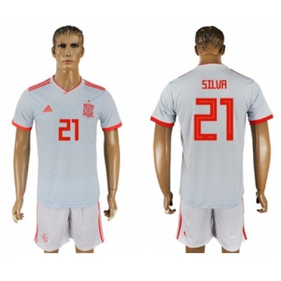 Spain 21 Silva Away Soccer Country Jersey