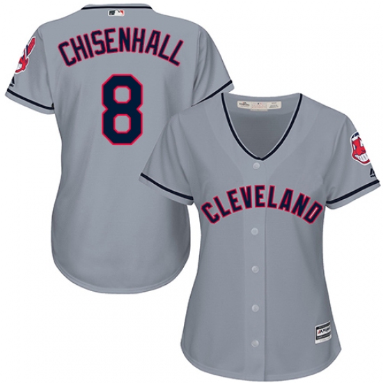 Women's Majestic Cleveland Indians 8 Lonnie Chisenhall Authentic Grey Road Cool Base MLB Jersey