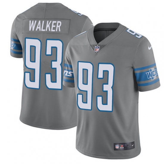 Men's Nike Detroit Lions 93 Tyrunn Walker Elite Steel Rush NFL Jersey