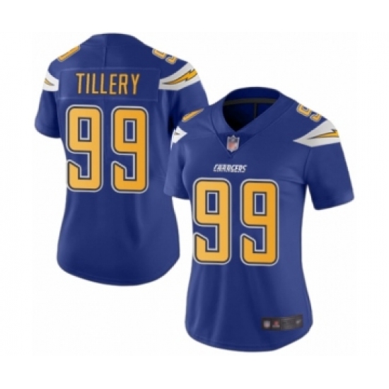 Women's Los Angeles Chargers 99 Jerry Tillery Limited Electric Blue Rush Vapor Untouchable Football Jersey