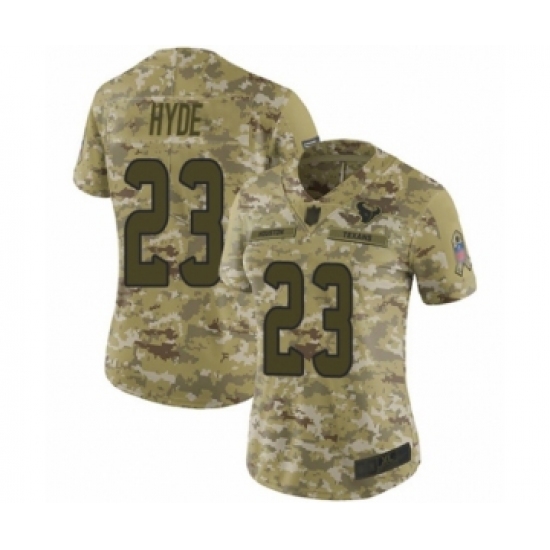 Women's Houston Texans 23 Carlos Hyde Limited Camo 2018 Salute to Service Football Jersey