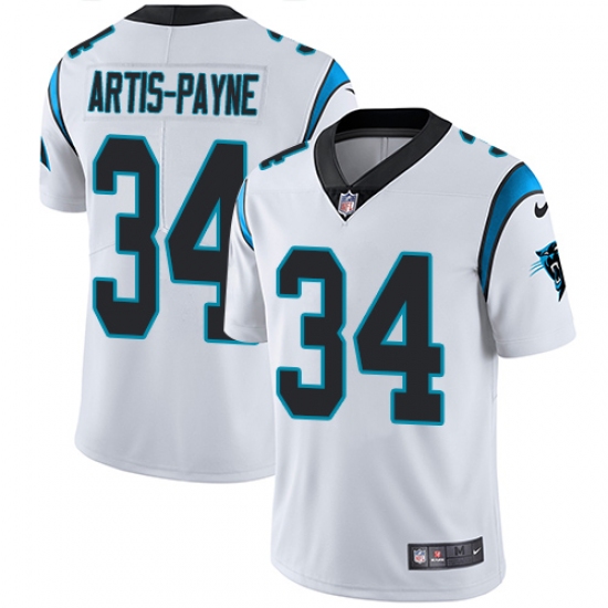 Youth Nike Carolina Panthers 34 Cameron Artis-Payne White Vapor Untouchable Limited Player NFL Jersey