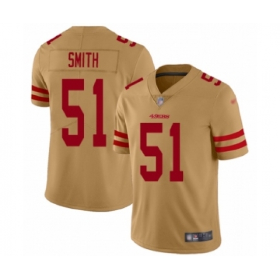 Men's San Francisco 49ers 51 Malcolm Smith Limited Gold Inverted Legend Football Jersey