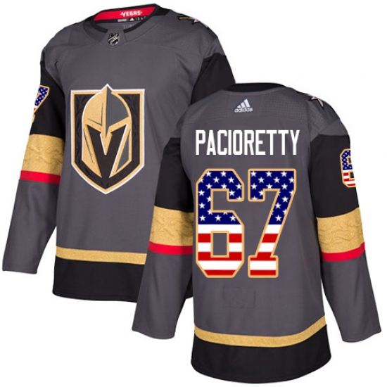 Youth Adidas Vegas Golden Knights 67 Max Pacioretty Authentic Gray USA Flag Fashion NHL Jersey