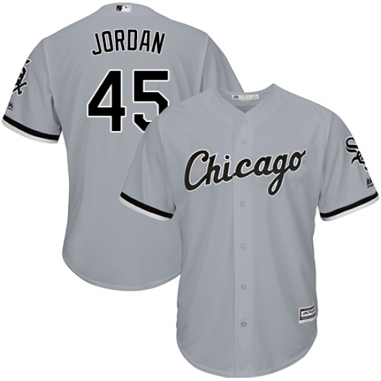 Men's Majestic Chicago White Sox 45 Michael Jordan Grey Road Flex Base Authentic Collection MLB Jersey