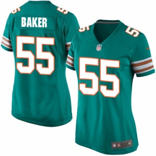 Women's Nike Miami Dolphins 55 Jerome Baker Game Aqua Green Alternate NFL Jersey