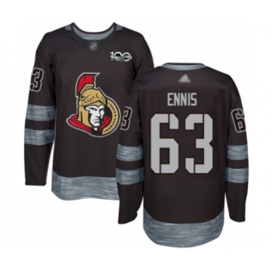 Men's Ottawa Senators 63 Tyler Ennis Authentic Black 1917-2017 100th Anniversary Hockey Jersey