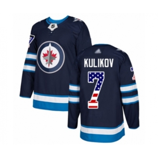 Men's Winnipeg Jets 7 Dmitry Kulikov Authentic Navy Blue USA Flag Fashion Hockey Jersey