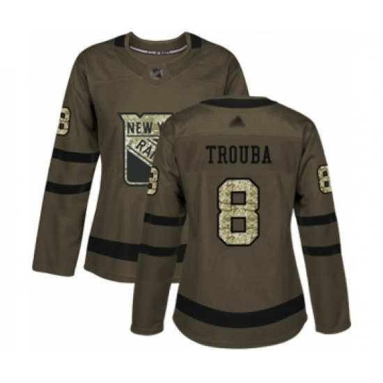 Women's New York Rangers 8 Jacob Trouba Authentic Green Salute to Service Hockey Jersey