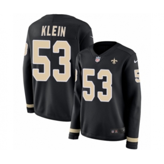 Women's Nike New Orleans Saints 53 A.J. Klein Limited Black Therma Long Sleeve NFL Jersey