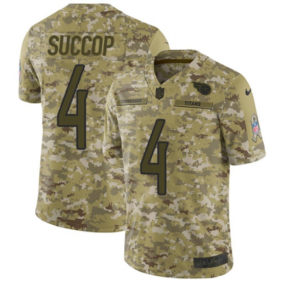 Youth Nike Tennessee Titans 4 Ryan Succop Limited Camo 2018 Salute to Service NFL Jersey