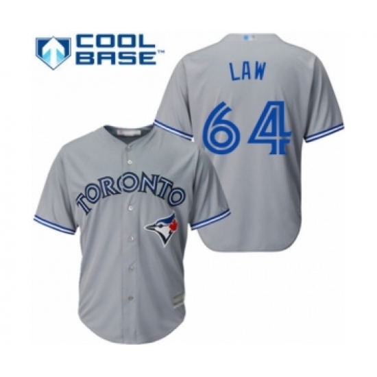 Youth Toronto Blue Jays 64 Derek Law Authentic Grey Road Baseball Player Jersey