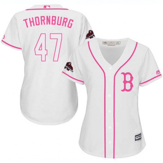 Women's Majestic Boston Red Sox 47 Tyler Thornburg Authentic White Fashion 2018 World Series Champions MLB Jersey