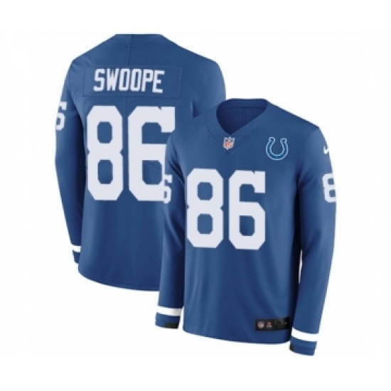 Men's Nike Indianapolis Colts 86 Erik Swoope Limited Blue Therma Long Sleeve NFL Jersey