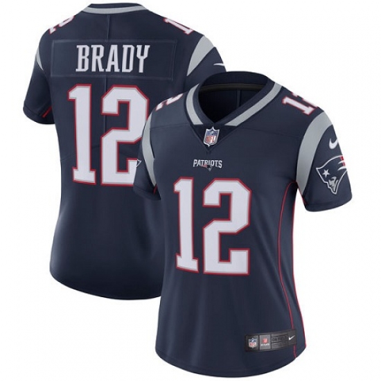 Women's Nike New England Patriots 12 Tom Brady Navy Blue Team Color Vapor Untouchable Limited Player NFL Jersey