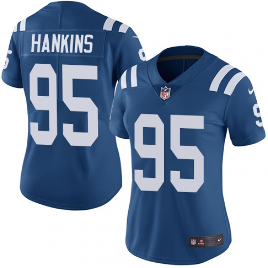 Women's Nike Indianapolis Colts 95 Johnathan Hankins Royal Blue Team Color Vapor Untouchable Limited Player NFL Jersey