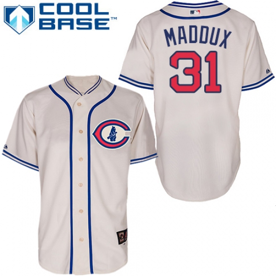 Men's Majestic Chicago Cubs 31 Greg Maddux Authentic Cream 1929 Turn Back The Clock MLB Jersey