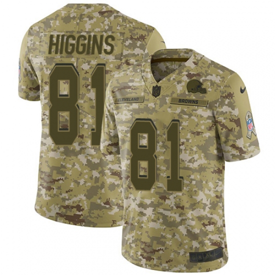 Men's Nike Cleveland Browns 81 Rashard Higgins Limited Camo 2018 Salute to Service NFL Jersey