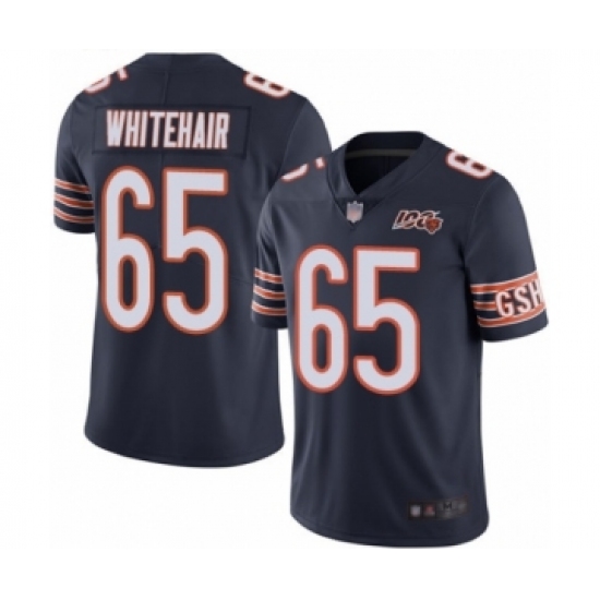 Men's Chicago Bears 65 Cody Whitehair Navy Blue Team Color 100th Season Limited Football Jersey