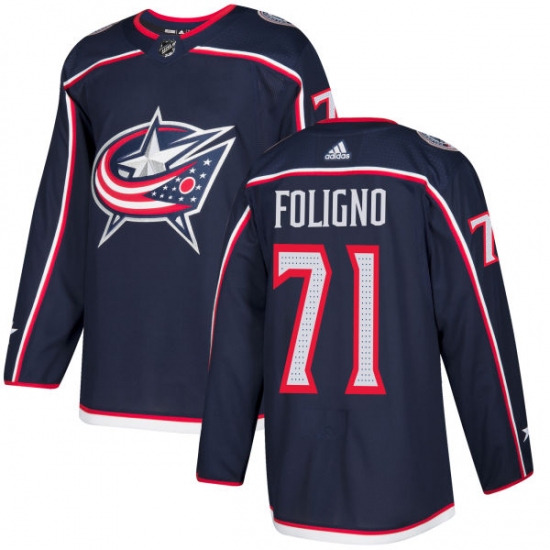 Men's Adidas Columbus Blue Jackets 71 Nick Foligno Authentic Navy Blue Home NHL Jersey