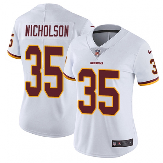 Women's Nike Washington Redskins 35 Montae Nicholson White Vapor Untouchable Limited Player NFL Jersey