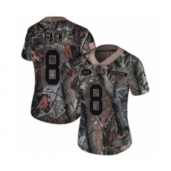 Women's New York Jets 8 Luke Falk Limited Camo Rush Realtree Football Jersey