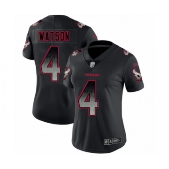 Women's Houston Texans 4 Deshaun Watson Limited Black Smoke Fashion Football Jersey