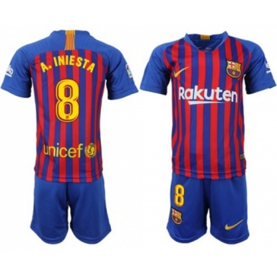 Barcelona 8 A.Iniesta Home Kid Soccer Club Jersey