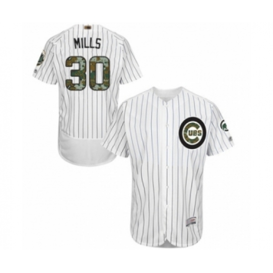 Men's Chicago Cubs 30 Alec Mills Authentic White 2016 Memorial Day Fashion Flex Base Baseball Player Jersey