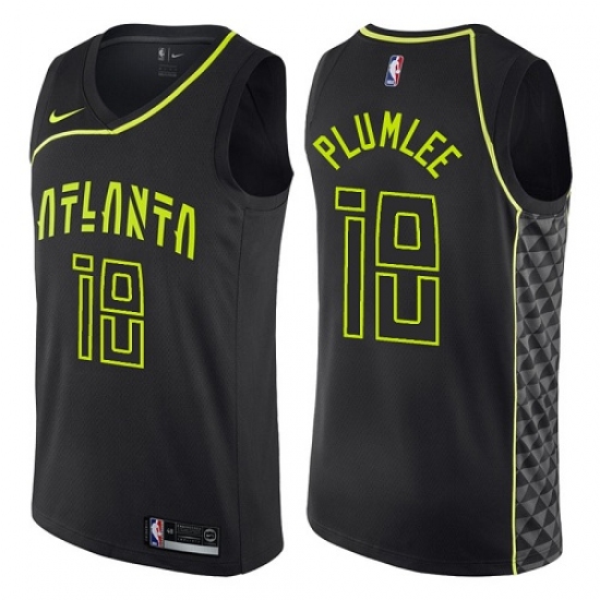 Men's Nike Atlanta Hawks 18 Miles Plumlee Authentic Black NBA Jersey - City Edition