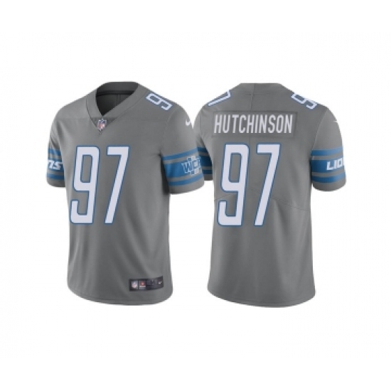 Men's Detroit Lions 97 Aidan Hutchinson Gray Vapor Untouchable Limited Stitched Jersey