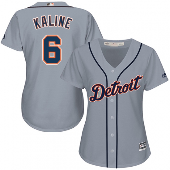 Women's Majestic Detroit Tigers 6 Al Kaline Authentic Grey Road Cool Base MLB Jersey