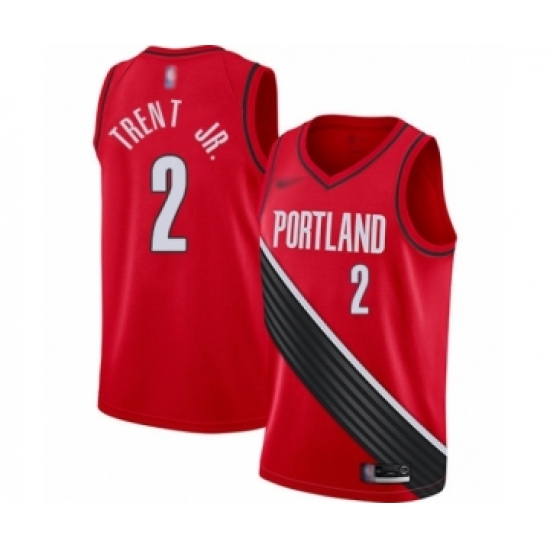 Men's Portland Trail Blazers 2 Gary Trent Jr. Swingman Red Finished Basketball Jersey - Statement Edition