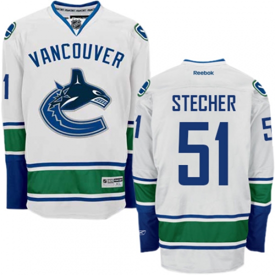 Men's Reebok Vancouver Canucks 51 Troy Stecher Authentic White Away NHL Jersey