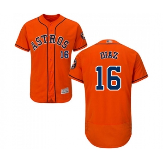 Men's Houston Astros 16 Aledmys Diaz Orange Alternate Flex Base Authentic Collection Baseball Jersey