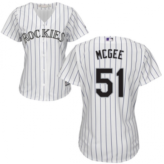 Women's Majestic Colorado Rockies 51 Jake McGee Replica White Home Cool Base MLB Jersey