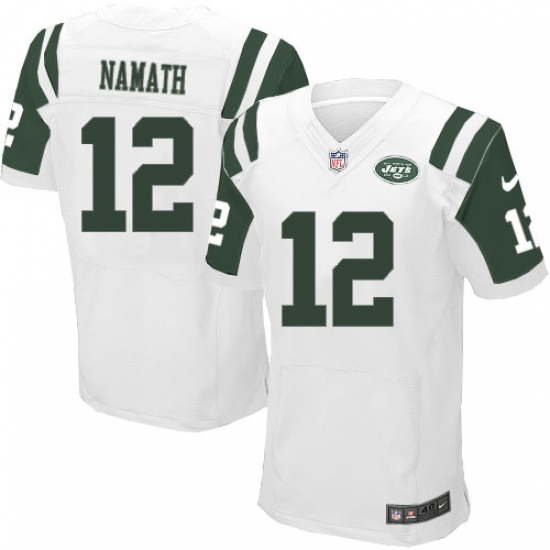 Men's Nike New York Jets 12 Joe Namath Elite White NFL Jersey